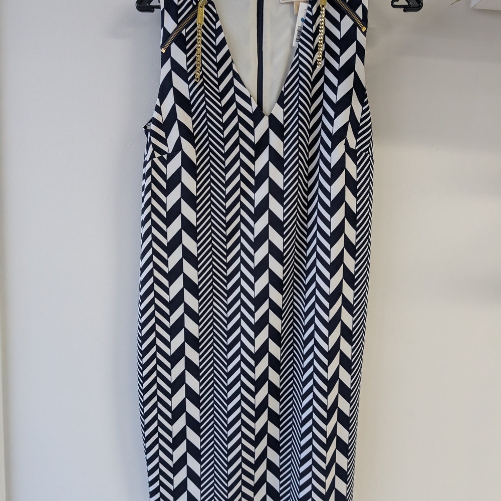 MICHAEL Michael Kors Navy and White Chevron Mini Dress